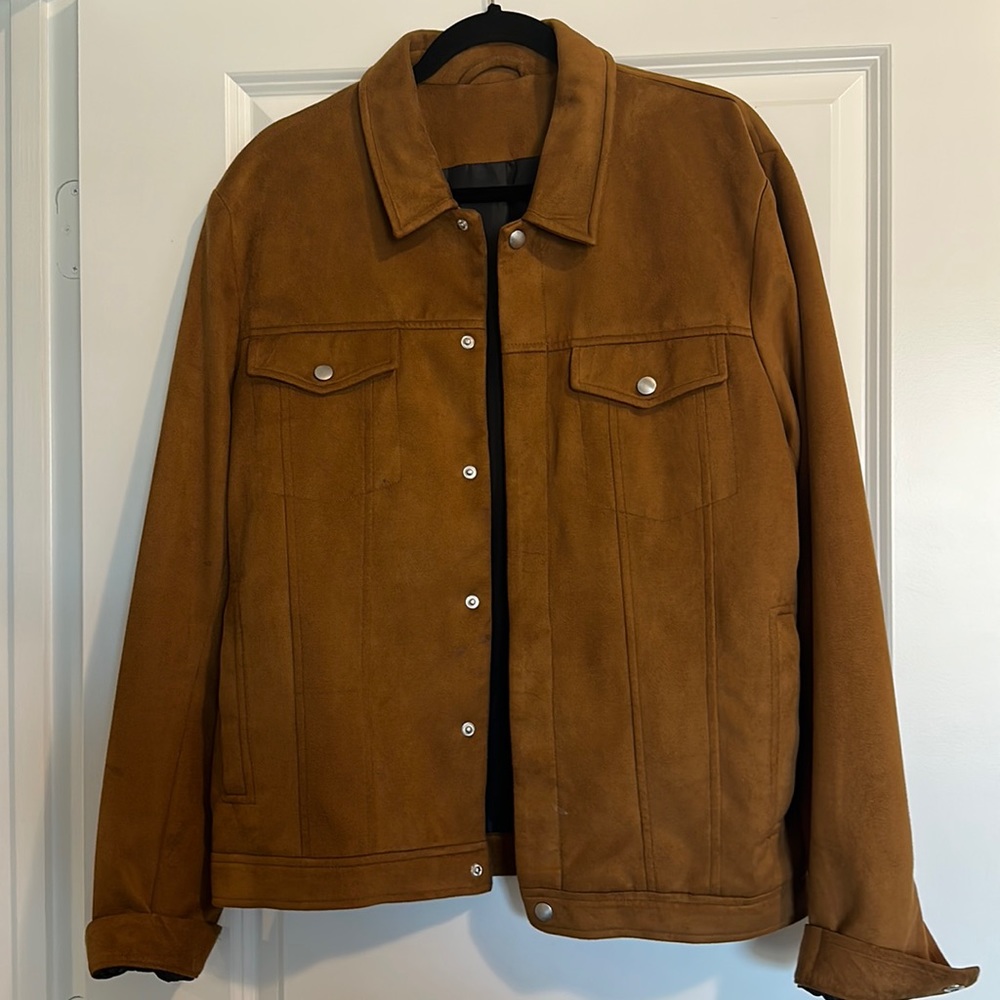 Topman faux-suede brown jacket